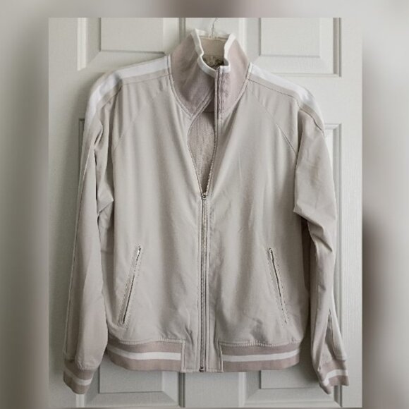 ATHLETA Sprint Track Jacket Size Small Cream and white - Picture 3 of 10